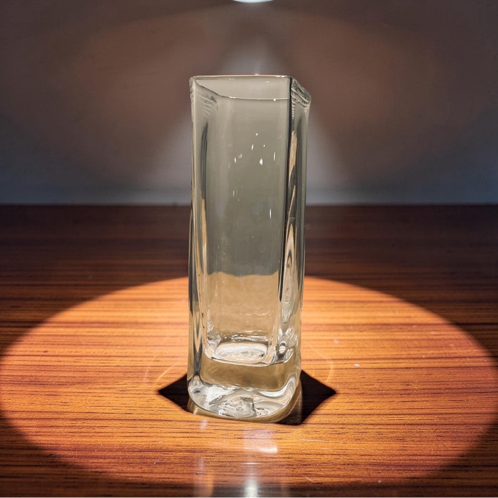 Simon Pearce Woodbury Bud Vase Hand Blown Glass Signed Minimalist Heavy